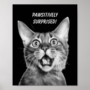 SEHR ÜBERRASCHT! Funny Crazy Cat Poster