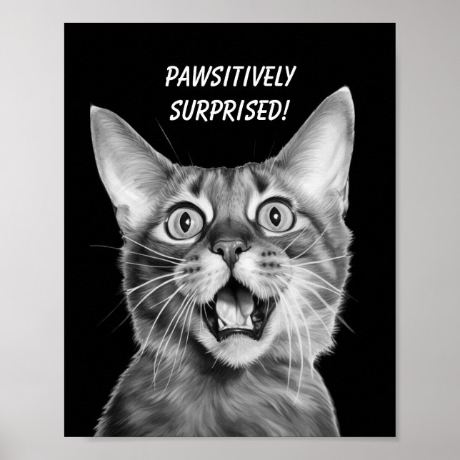 SEHR ÜBERRASCHT! Funny Crazy Cat Poster (Vorne)