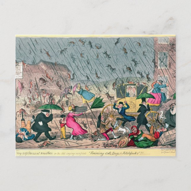 Sehr unangenehmes Wetter oder das alte Sprichwort Postkarte (Vorderseite)