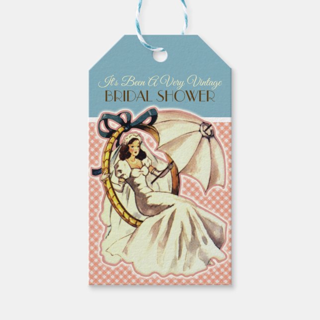 Sehr Vintage Brautparty Gefälligkeitstags Geschenkanhänger (Vorderseite)