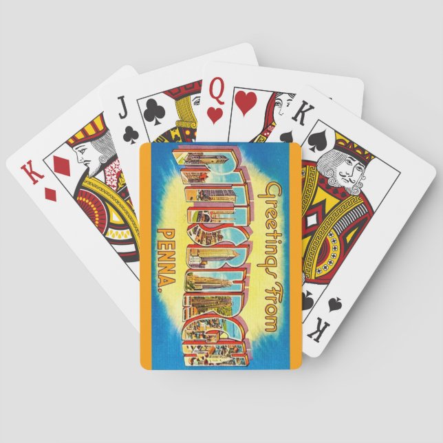 Sehr Vintage Pittsburgh Gruß Spielkarten (Rückseite)