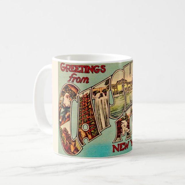 Sehr Vintage Postkarte Tasse (Vorderseite Links)
