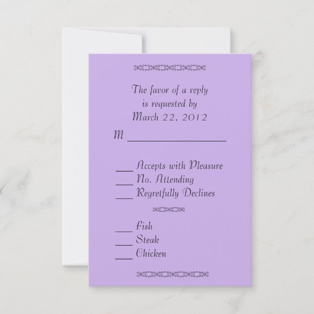 Sehr weiche Violette Hochzeit RSVP (Vorderseite)