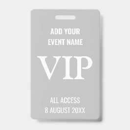 Sehr wichtige Person VIP Musikfestival Gray Ausweis