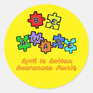 SEI AUFGEPASST - April ist der Monat der Autismus- Runder Aufkleber