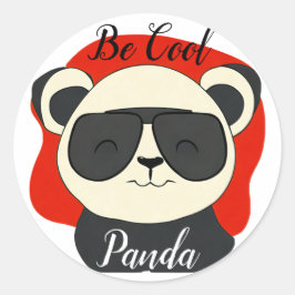 Sei Cool Panda Sonnenbrille Bearbeiten Namenstext  Runder Aufkleber