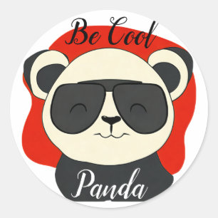 Sei Cool Panda Sonnenbrille Bearbeiten Namenstext Runder Aufkleber