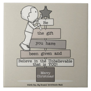 Sei das Geschenk-Weihnachtsbaum (Tan) Fliese