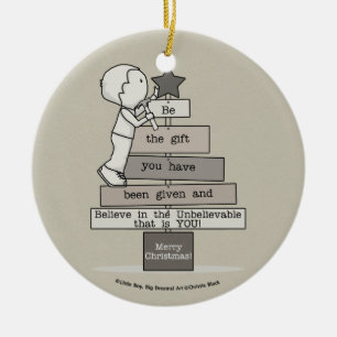 Sei das Geschenk-Weihnachtsbaum (Tan) Keramikornament
