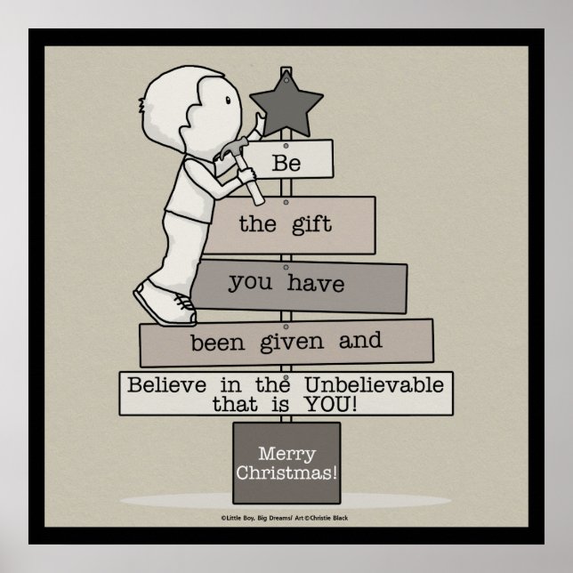 Sei das Geschenk-Weihnachtsbaum (Tan) Poster (Vorne)