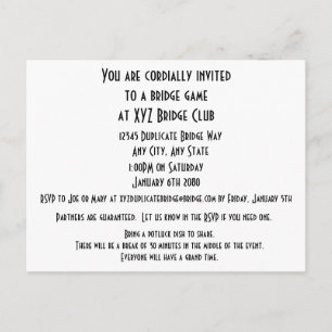 Sei das Leben der Party Play Bridge Card Anzug Einladungspostkarte