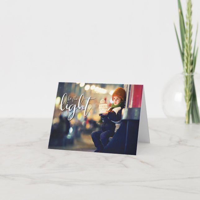 Sei das Licht, Junge mit Lattern Karte (Vorderseite)