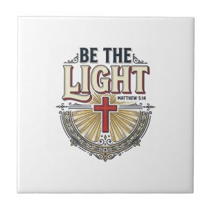 Sei das Licht Vintage Christliches Shirt Design_1 Fliese