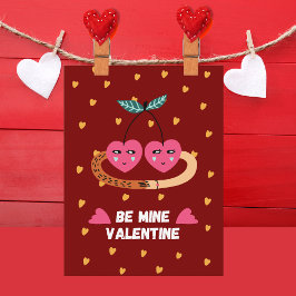 Sei das Mine Valentine, 2 Niedliche rosa Kirsche i Feiertagspostkarte