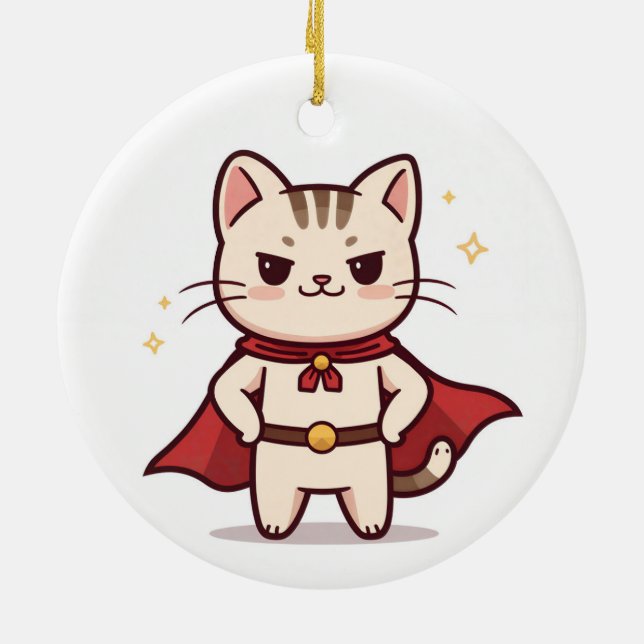 Sei Dein Eigener Held Süße Katze Held Keramik Ornament (Hinten)