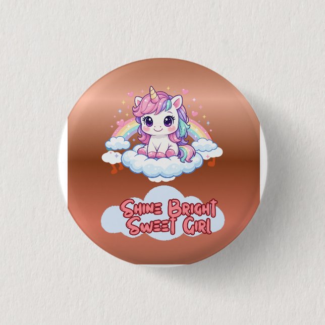 Sei Dein Eigener Regenbogen Süßer Einhorn-Knopf Button (Vorderseite)