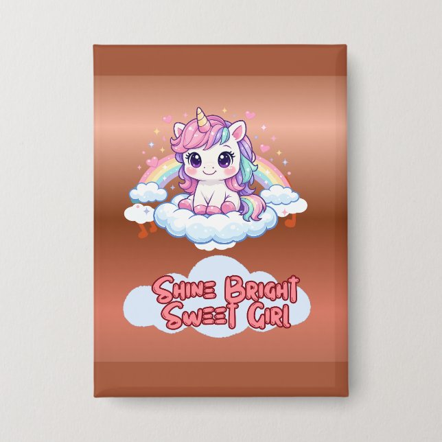 Sei Dein Eigenes Regenbogen Süßes Einhorn  Button (Vorderseite)