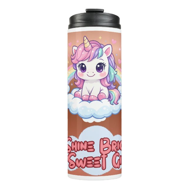 Sei Dein Eigenes Regenbogen Süßes Einhorn  Thermosbecher (Vorderseite)