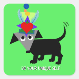 "Sei dein einzigartiges Selbst", Rego Berto Aufkle Quadratischer Aufkleber