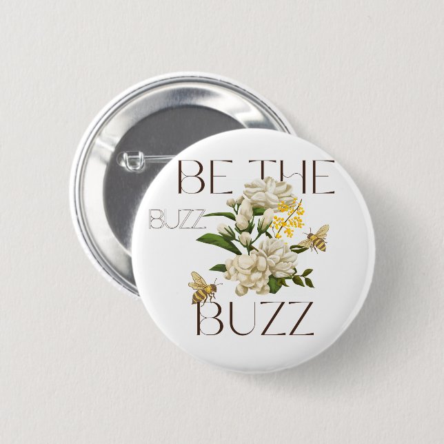 Sei der Buzz | Moderne botanische Biene für Lehrer Button (Vorne & Hinten)
