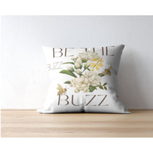 Sei der Buzz Vintage-Botanik-Biene- und Blumenlehr Kissen