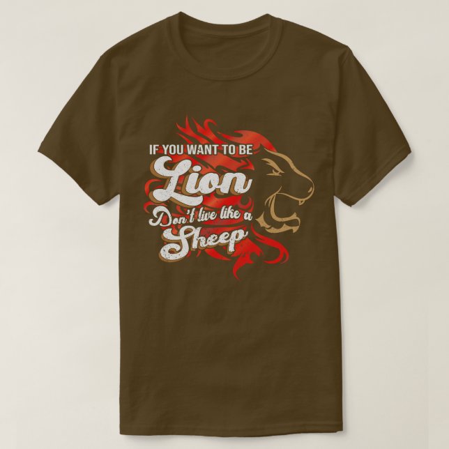 Sei der Löwe nicht Schafe T-Shirt (Design vorne)