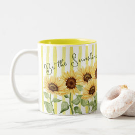 Sei der Sonnenschein Sonnenblumen und Streifen Kaf Zweifarbige Tasse