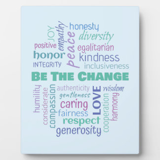 Sei der Wandel positive Word Cloud Fotoplatte