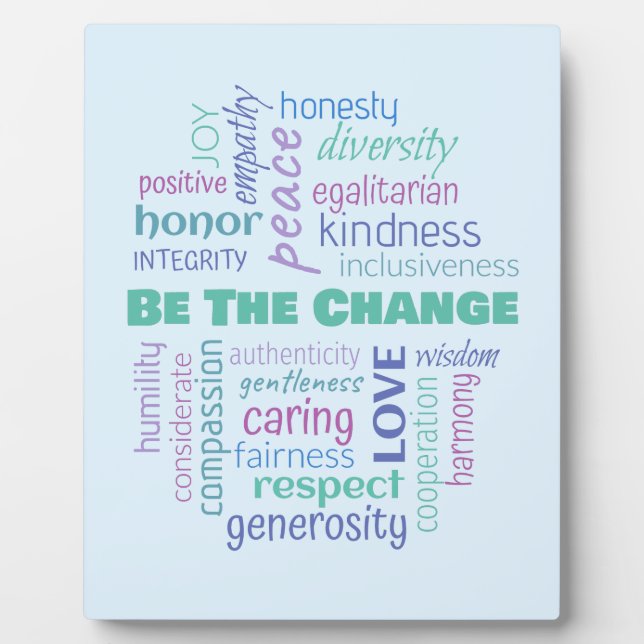 Sei der Wandel positive Word Cloud Fotoplatte (Vorderseite)