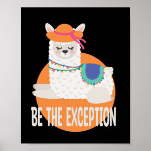 Sei die Ausnahme Kawaii Funny Llama White & Orange Poster