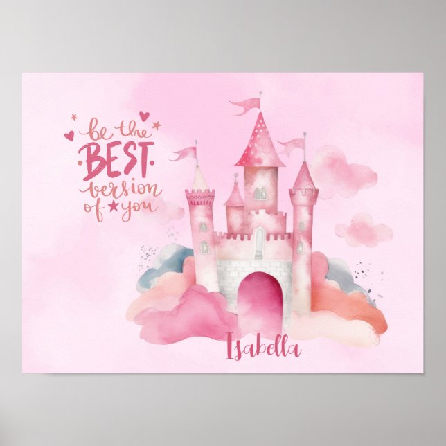 "Sei die beste Version von dir" Palace Pink Cloud Poster (Vorne)