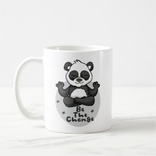 Sei Die Veränderung Kawaii Lustiger Panda Bei Yoga Kaffeetasse