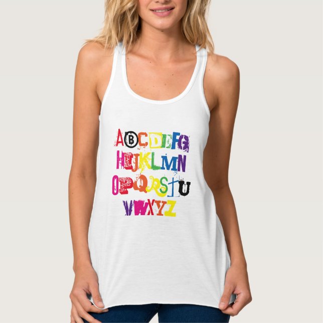 Sei du Alphabet Funny Rainbow Typografie Tank Top (Vorderseite)