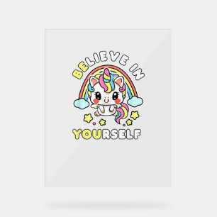 Sei du glaubst an dich selbst Einhorn positive Bot Acrylschild