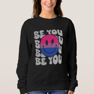 Sei du Groovy Smile Face Hippie LGBTQ Bisexual Pri Sweatshirt