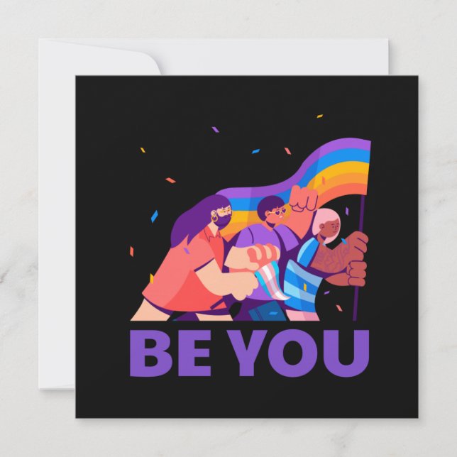 Sei du. LGBT+Stolz. Regenbogenflagge Karte (Vorderseite)