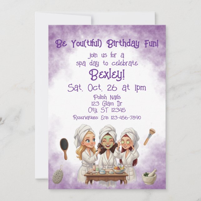 Sei Du(nachhaltig) Spa-Tag Geburtstag Einladung (Vorderseite)