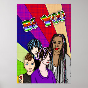 Sei du   Pop Art   Handgezeichnete Diverse People Poster