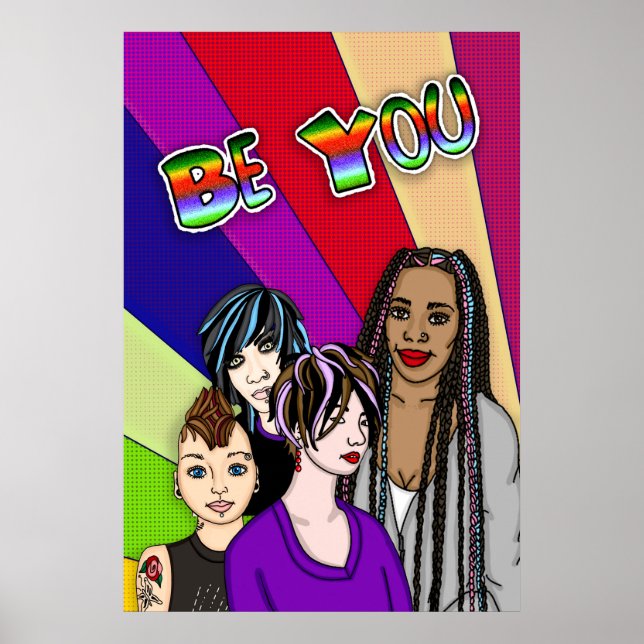Sei du | Pop Art | Handgezeichnete Diverse People Poster (Vorne)