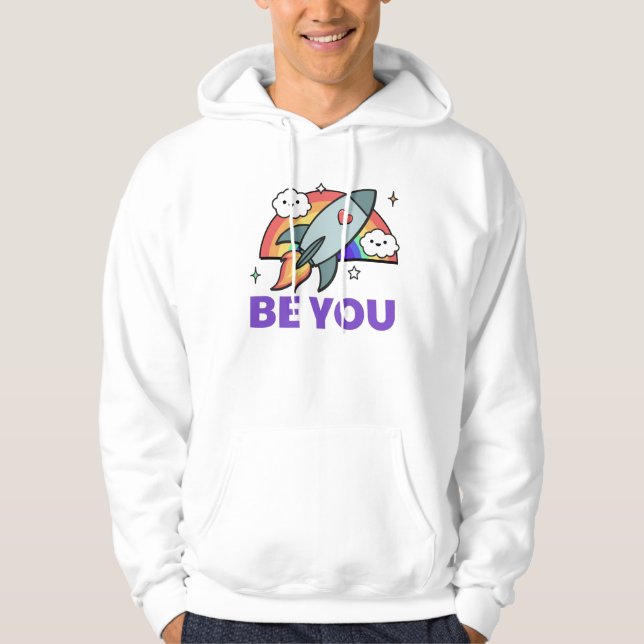 Sei du. Rainbow-Raketenwolke Hoodie (Vorderseite)