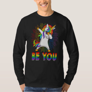 Sei du schwul lesbischer Dabbing Unicorn Gay Pride T-Shirt