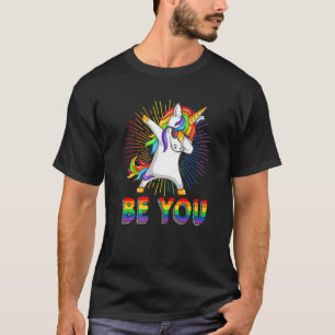 Sei du schwul lesbischer Dabbing Unicorn Gay Pride T-Shirt