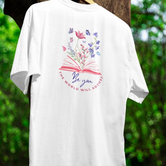 Sei du selbst Boho Wildblume und Buch T-Shirt (Von Creator hochgeladen)
