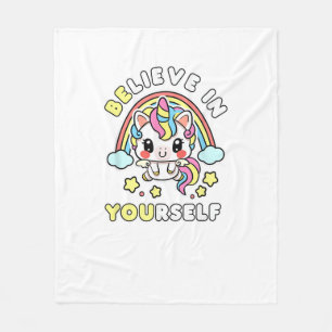 Sei du selbst glaube an dich selbst Einhorn Positi Fleecedecke