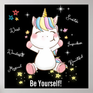Sei du selbst! Magisches Einhorn. bearbeitbar Poster
