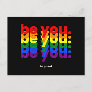 Sei du selbst, sei stolz LGBTQ Stolz Regenbogen Le Postkarte