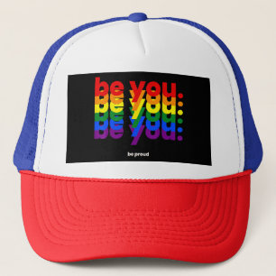 Sei du selbst, sei stolz LGBTQ Stolz Regenbogen Le Truckerkappe