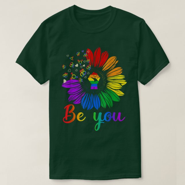 Sei du Sonnenblumen Prix LGBT Gay Lesbian Trans Bi T-Shirt (Design vorne)