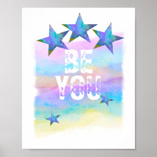 Sei Du sternst pastellfarbene Aquarellfarben Regen Poster