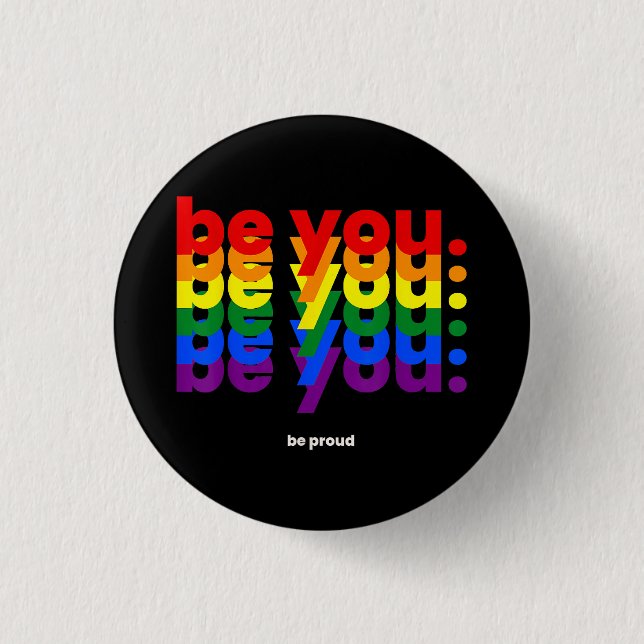 Sei du stolz auf LGBTQ Pride Rainbow Lesbian Gay L Button (Vorderseite)